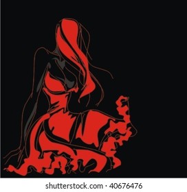 VECTOR Background with the beautiful young girl in a magnificent dress