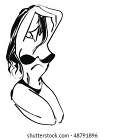VECTOR  Background with the beautiful young girl in bikini