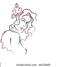 VECTOR Background with the beautiful young nude woman