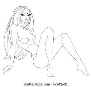   VECTOR Background with the beautiful young nude woman