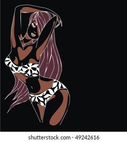 VECTOR Background with the beautiful young nude woman