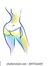 VECTOR Background with the beautiful young   woman in bikini. girl , woman,  model , beauty, logotype

