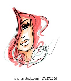VECTOR Background with the beautiful young   woman 