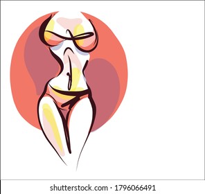 VECTOR Background with the beautiful young   woman in bikini
