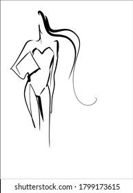 VECTOR Background with the beautiful young   woman in bikini