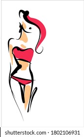 Fondo del VECTOR con la joven hermosa   mujer en bikini