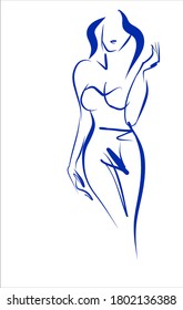 VECTOR Background with the beautiful young   woman in dress
