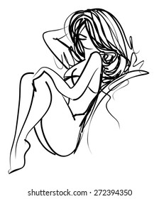 VECTOR Background with the beautiful young   woman 