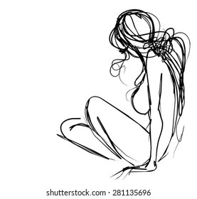 VECTOR Background with the beautiful young   woman 