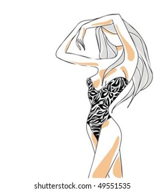 VECTOR Background with the beautiful young woman