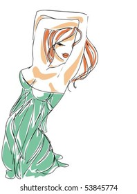 VECTOR Background with the beautiful young   woman