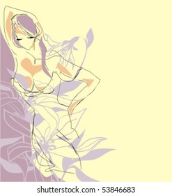 VECTOR  Background with the beautiful young   woman