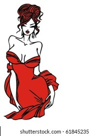 VECTOR Background with the beautiful young   woman