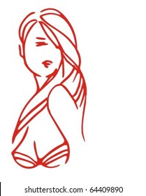 VECTOR Background with the beautiful young   woman
