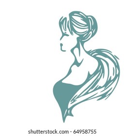 VECTOR Background with the beautiful young   woman