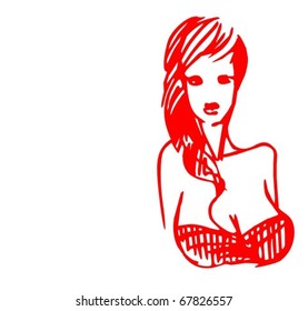 VECTOR Background with the beautiful young   woman
