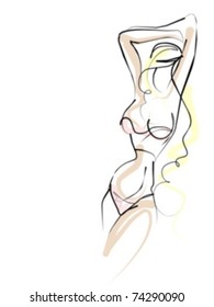 VECTOR Background with the beautiful young   woman