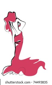 VECTOR Background with the beautiful young   woman