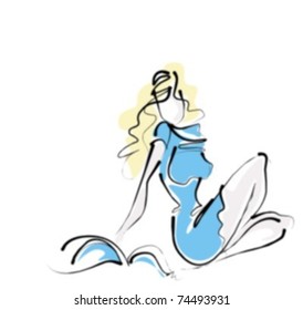 VECTOR Background with the beautiful young   woman