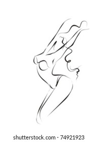 VECTOR Background with the beautiful young   woman