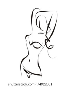 VECTOR Background with the beautiful young   woman