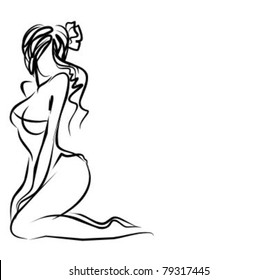 VECTOR Background with the beautiful young   woman