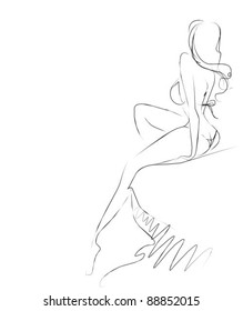 VECTOR Background with the beautiful young   woman