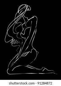 VECTOR Background with the beautiful young   woman in bikini