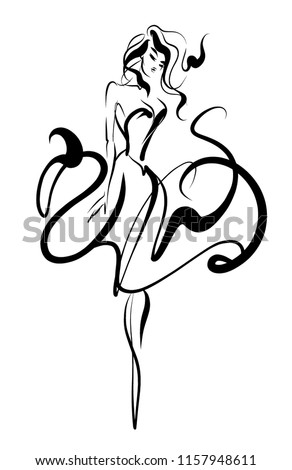 VECTOR Background with the beautiful young   woman in dress. girl , woman,  model , beauty