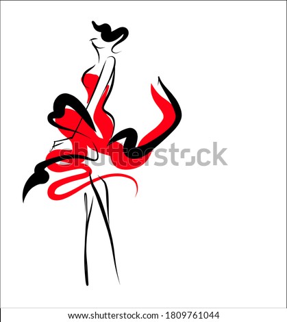 
VECTOR Background with the beautiful young   woman in dress