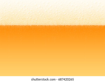 Vector background of beer with a foam and bubbles. The variety Lager Light Bitter. High detailed realistic illustration on a brewing theme for Oktoberfest beer festival. No Mesh