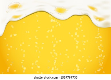 Vector background of beer foam realictic and bubbles. Oktoberfest beer festival. Vector illustration.