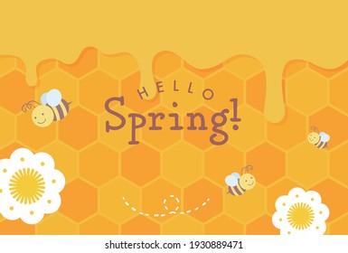 vector background with bees and flowers for banners, cards, flyers, social media wallpapers, etc.
