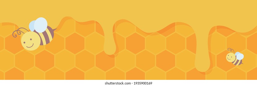 vector background with bees and honey for banners, cards, flyers, social media wallpapers, etc.
