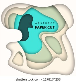 Vector background with beige and green colors paper cut shapes. 3D abstract paper art style, design layout for business presentations, flyers, posters, prints, decoration, cards, brochure cover.
