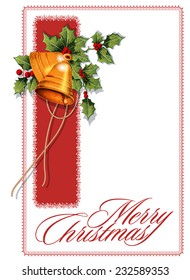 vector background with bells and mistletoe for Christmas and New Year