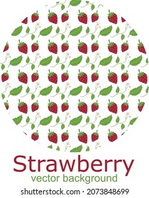 vector background of berries and strawberry flowers