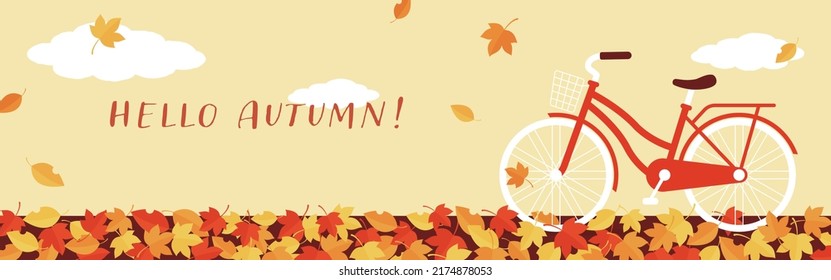 vector background with a bicycle and autumn leaves for banners, cards, flyers, social media wallpapers, etc.