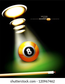 vector background with a billiard ball and cue