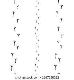 Vector background with bird footprint. Vector seamless tracks isolated on white background. Black bird footprints footprint. Simple illustration for website design, covers, paper, tape, books