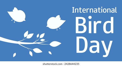 Vector background with bird silhouette. International Bird Day. April 1. Ecological holiday. Horizontal banner, greeting card, poster, flyer.