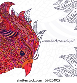 Vector background with bird in zentangle style