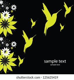 vector background with birds and flowers
