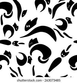 vector background with black cats