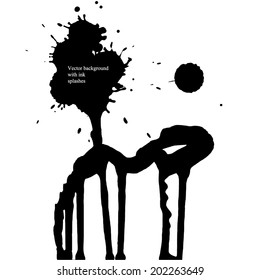 vector background with black ink splashes on white