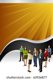 Vector background with black wave and business person