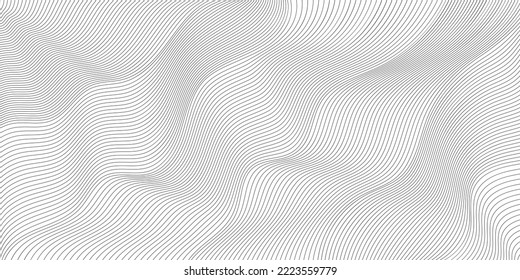 Vector background of black wavy lines for website banners. Vector illustration.