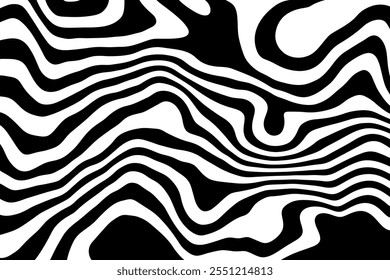 Fondo de Vector con rayas líquidas en blanco y negro. Anuncio para encabezado de canal. Geométrica Abstractas