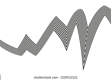 Vector background. Black and white mobious wave. Stripe optical abstract design.