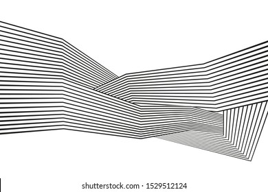 Vector background. Black and white mobious wave. Stripe optical abstract design.